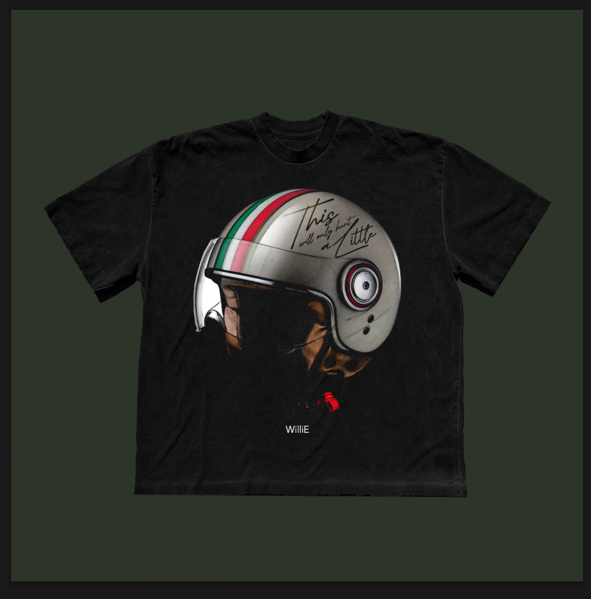 "This Will Only Hurt A Little" Helmet Graphic Tee